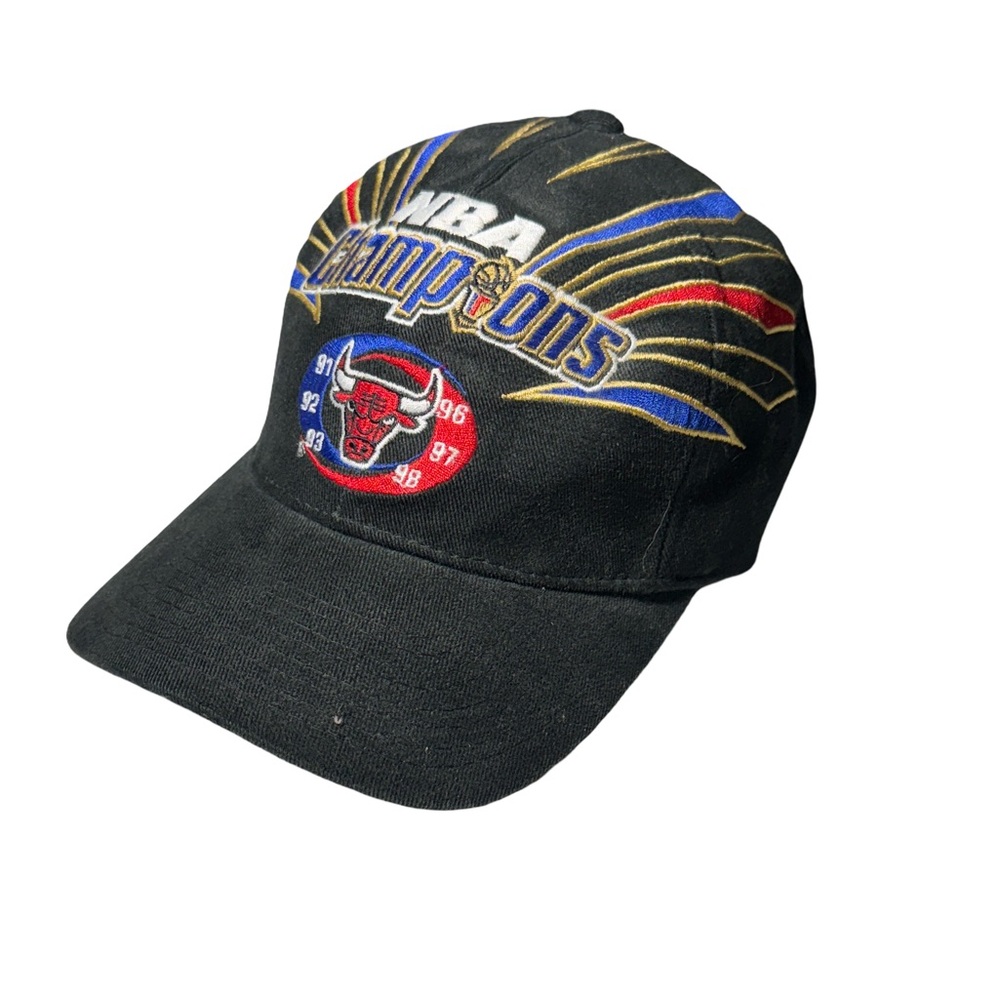 VINTAGE Starter mens black Chicago Bulls 1998 NBA Championship cap hat EUC